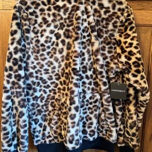 Harper Faux Fur Animal Print hoodie